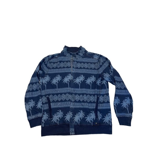 Mens TOMMY BAHAMA Blue Palm Tree Button Down Jacket Shirt sz XL‎ - Picture 2 of 9